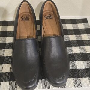 Söfft Black Leather Slip-On Loafers for Men
